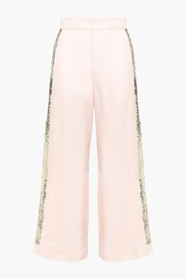 Temperley London Sycamore Sequin-Trimmed Wide-Leg Pants
