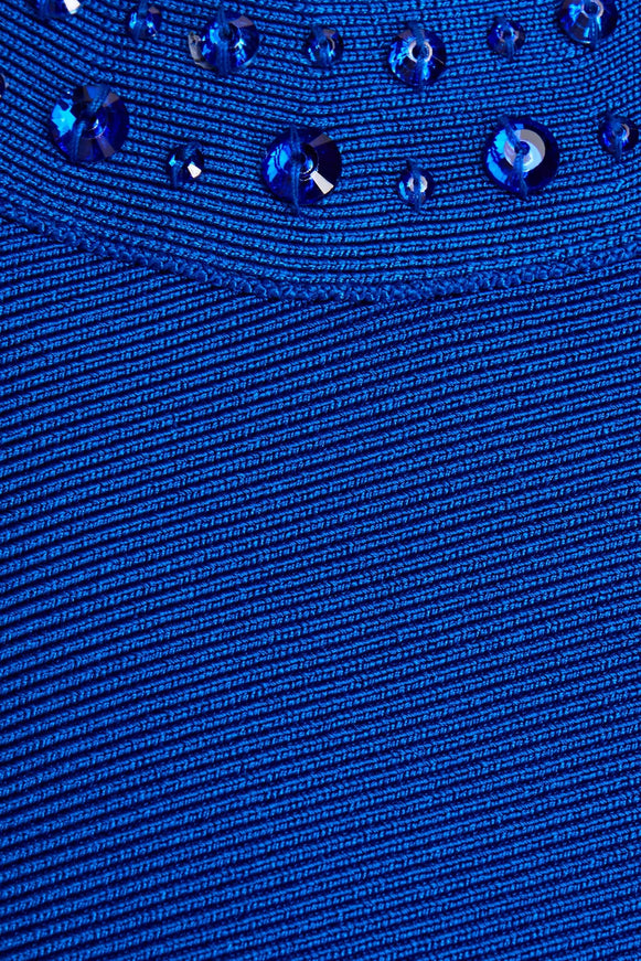 Herve Ledger Paris Bandage Blue Halter Dress