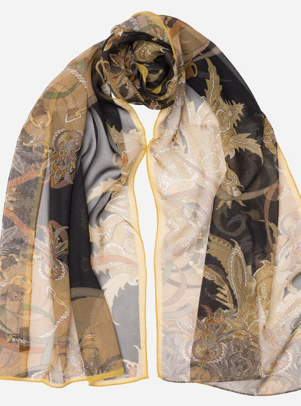 Elizabetta Alessandra Long Sheer Silk Scarf - Black