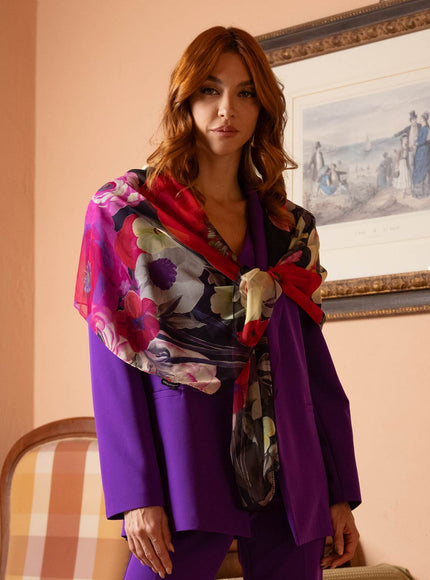 Elizabetta Campo de' Fiori Long Sheer Silk Scarf - Black