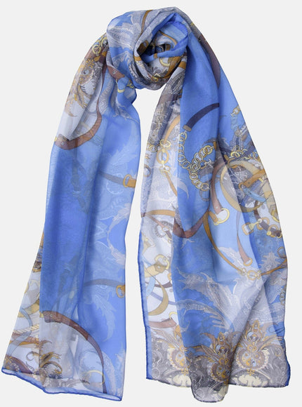 Elizabetta Alessandra Long Sheer Silk Scarf - Blue