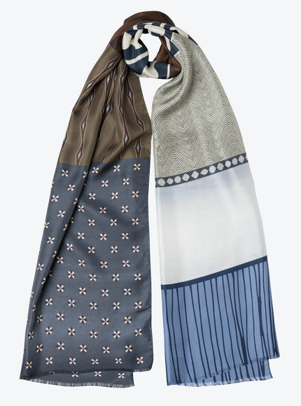 Elizabetta Atri Large Silk Scarf Blue