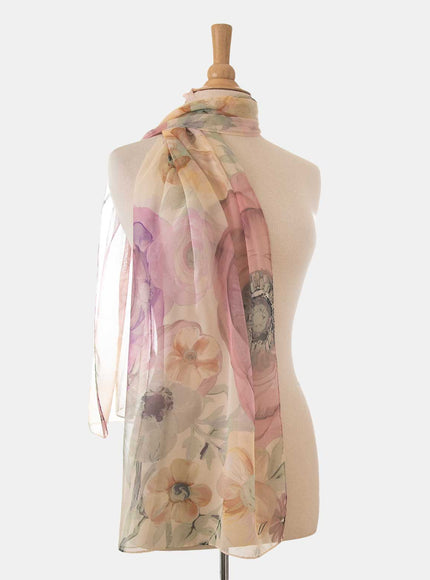 Elizabetta Campo de' Fiori - Long Sheer Silk Scarf - Mauve