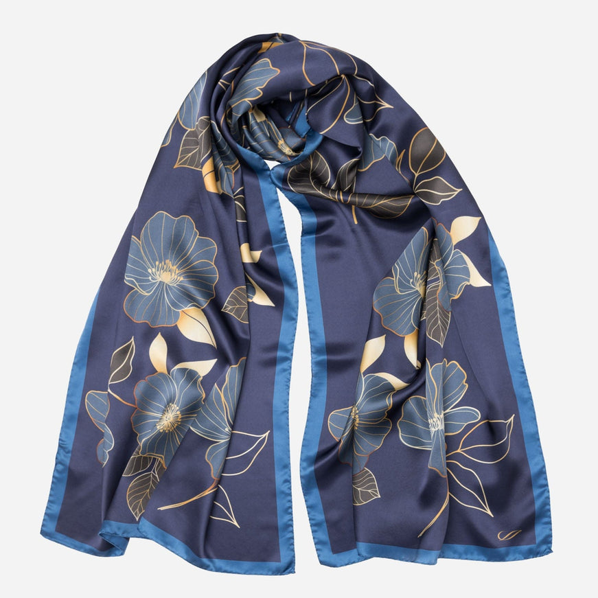 Elizabetta Laura Silk Scarf Shawl in Navy