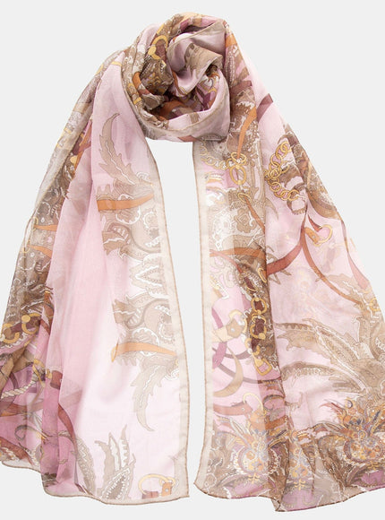 Elizabetta Alessandra Long Sheer Silk Scarf - Cameo Pink