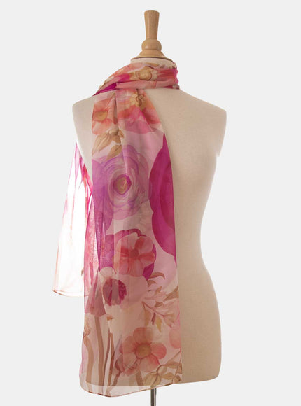 Elizabetta Campo de' Fiori Long Sheer Silk Scarf - Pink