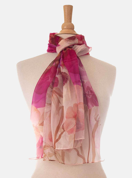 Elizabetta Campo de' Fiori Long Sheer Silk Scarf - Pink