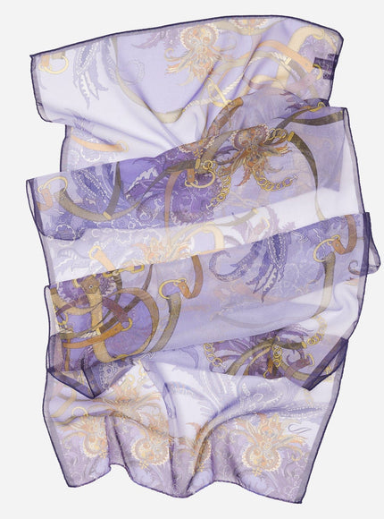 Elizabetta Alessandra Long Sheer Silk Scarf - Purple