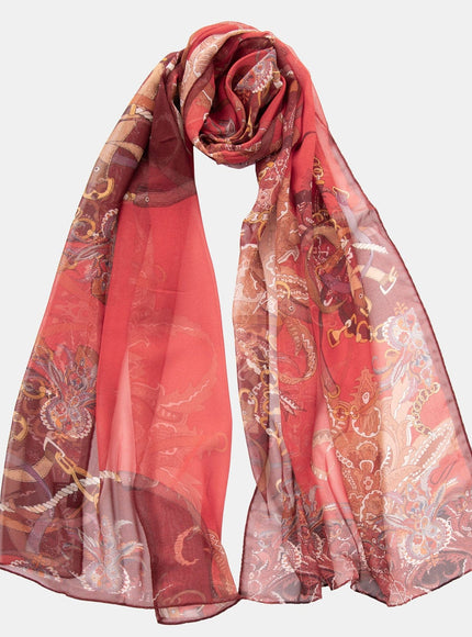 Elizabetta Alessandra Long Sheer Silk Scarf - Red