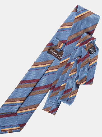 Elizabetta Battisti Silk Jacquard Tie in Steel Blue