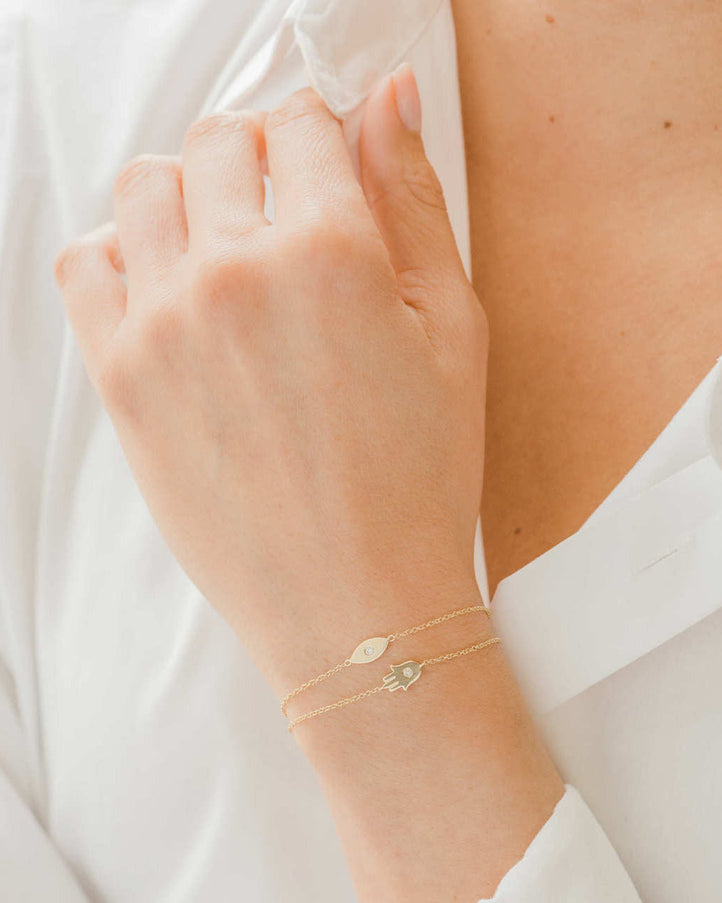 Zoe Lev 14K Gold Diamond Hamsa Bracelet