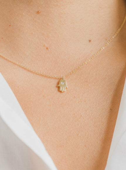 Zoe Lev Diamond Hamsa Necklace