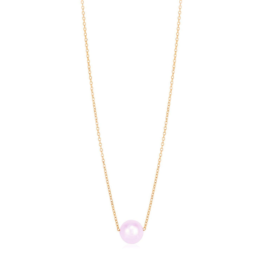 14k Rose Gold Pearl Solitaire Necklace - Ellie Belle