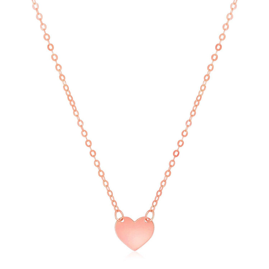 14k Rose Gold Polished Mini Heart Necklace - Ellie Belle