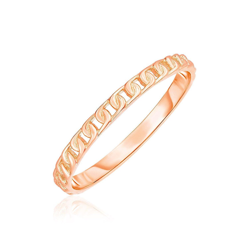 14k Rose Gold Ring with Bead Texture - Ellie Belle