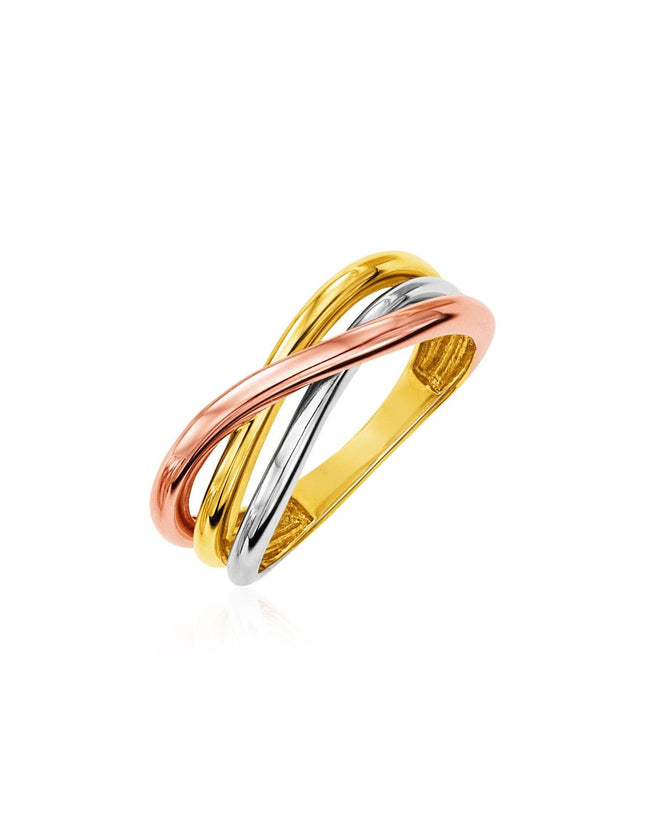 14k Tri Color Gold Twist Style Ring - Ellie Belle