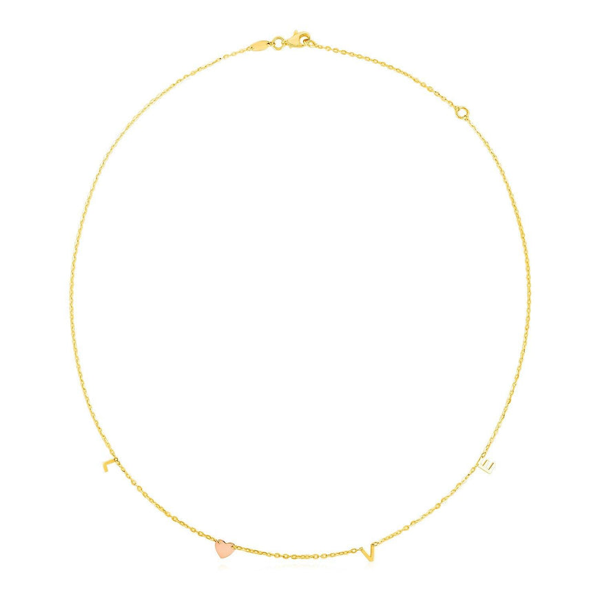 14k Two Tone Gold Love Necklace - Ellie Belle