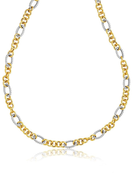 14k Two-Tone Round and Cable Style Link Necklace - Ellie Belle