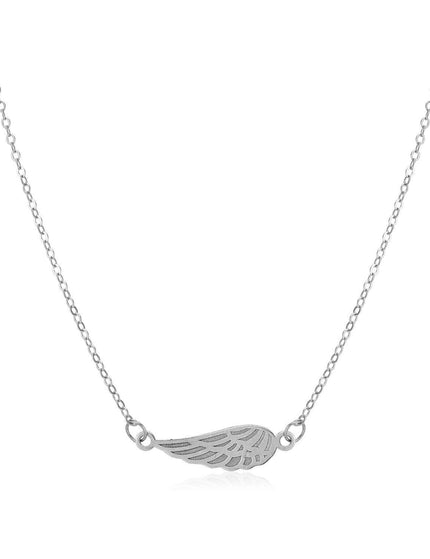 14K White Gold Angel Wing Necklace - Ellie Belle