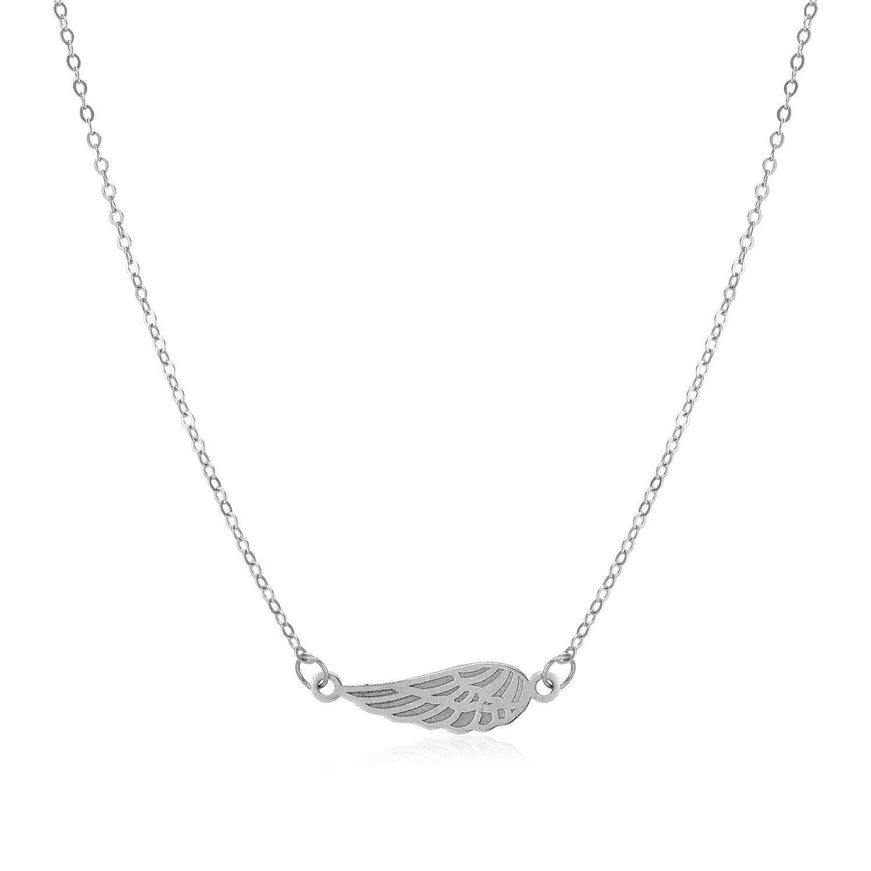 14K White Gold Angel Wing Necklace - Ellie Belle