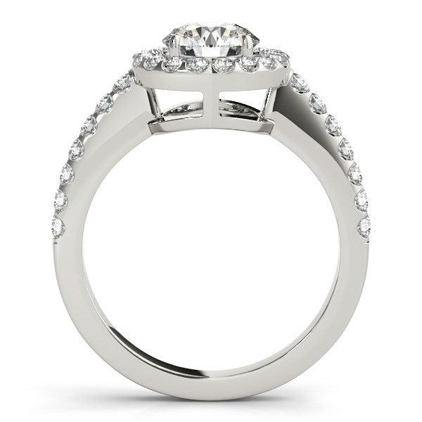 14k White Gold Classic with Pave Halo Diamond Engagement Ring (1 1/2 cttw) - Ellie Belle