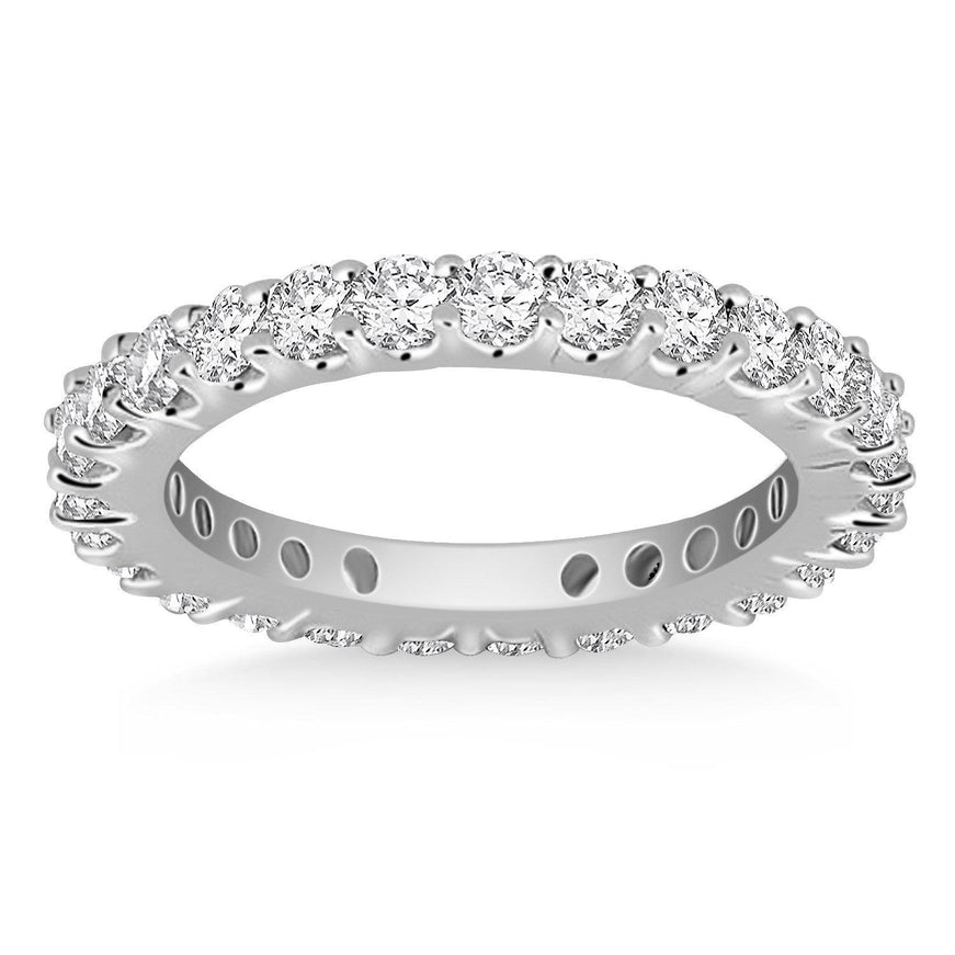 14k White Gold Common Prong Round Diamond Eternity Ring - Ellie Belle