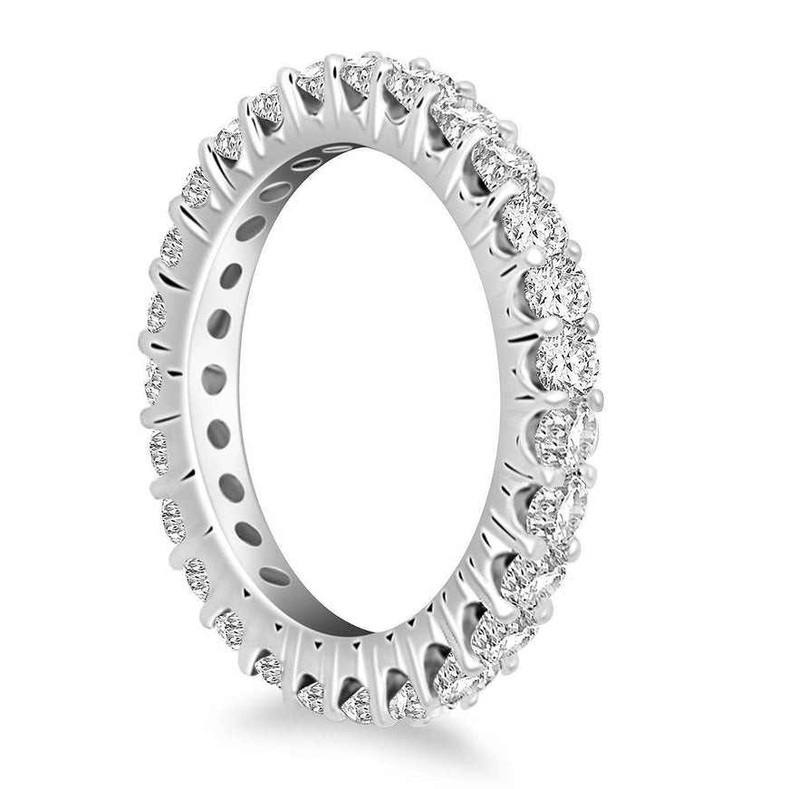 14k White Gold Common Prong Round Diamond Eternity Ring - Ellie Belle