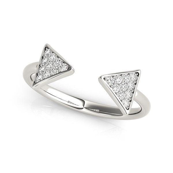 14k White Gold Diamond Arrowhead Open Ring (1/5 cttw) - Ellie Belle