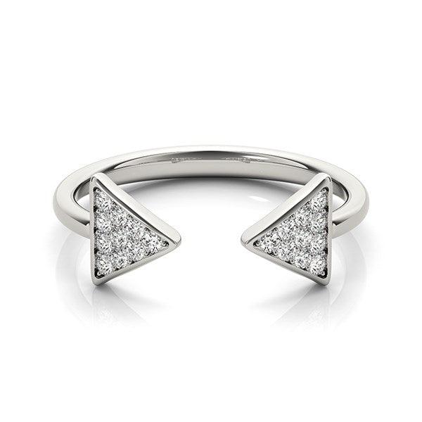 14k White Gold Diamond Arrowhead Open Ring (1/5 cttw) - Ellie Belle