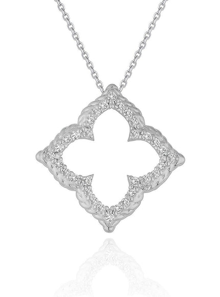 14k White Gold Diamond Cut-out Flower Pendant (1/3 cttw) - Ellie Belle