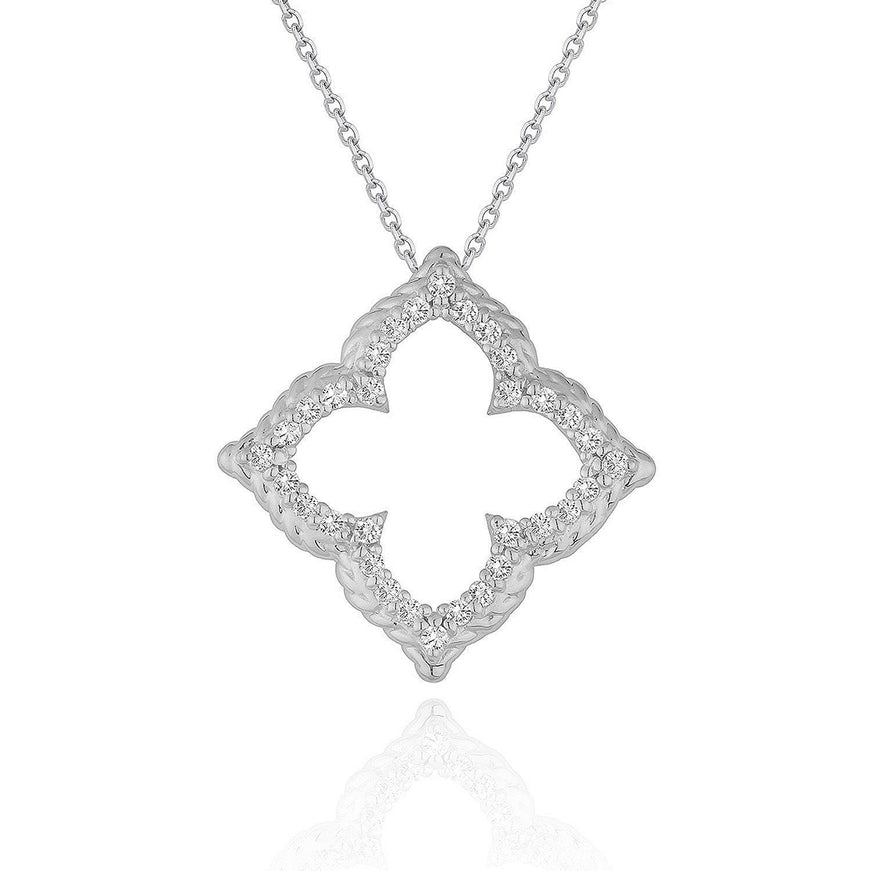 14k White Gold Diamond Cut-out Flower Pendant (1/3 cttw) - Ellie Belle