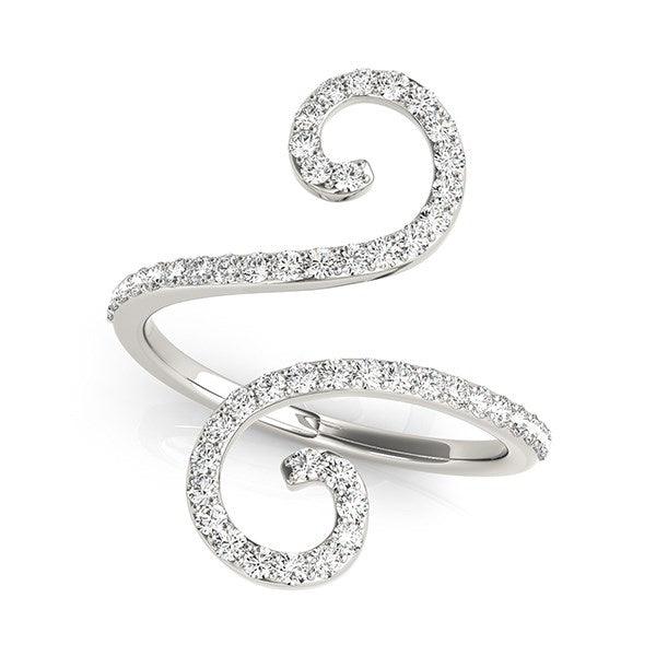 14k White Gold Diamond Open Flourish Style Ring (1/2 cttw) - Ellie Belle