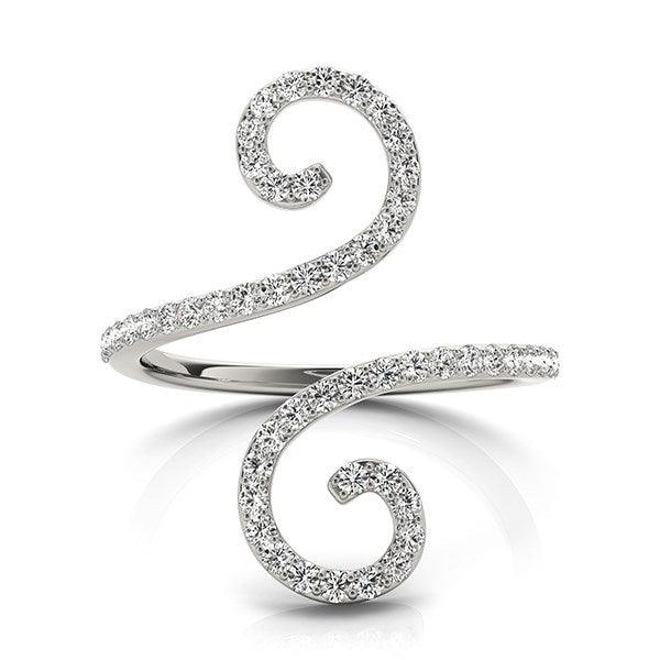 14k White Gold Diamond Open Flourish Style Ring (1/2 cttw) - Ellie Belle