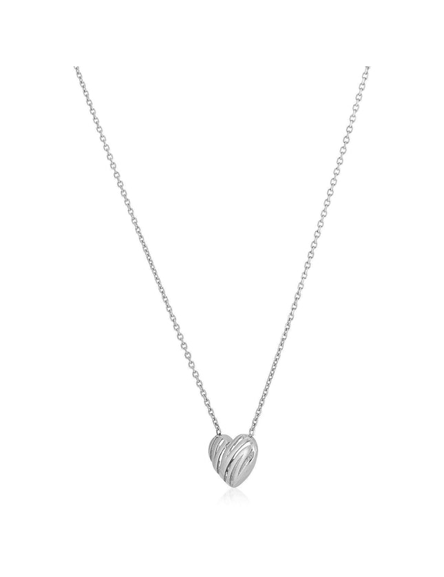 14k White Gold High Polish Scribbles Heart Necklace - Ellie Belle