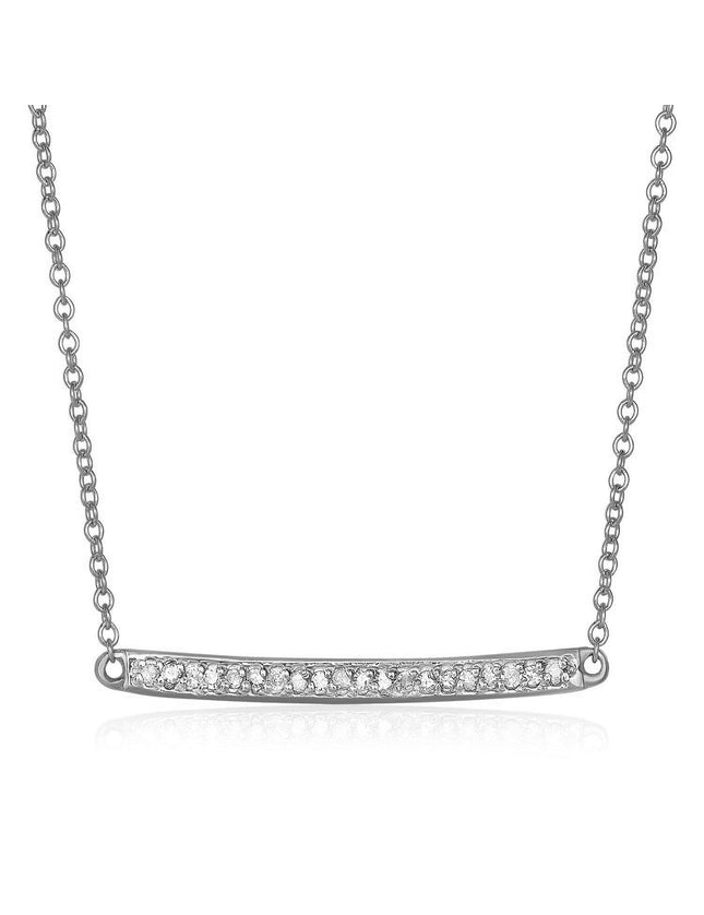 14k White Gold Necklace with Gold and Diamond Bar (1/10 cttw) - Ellie Belle