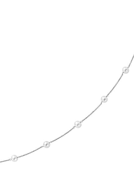 14k White Gold Necklace with White Pearls - Ellie Belle