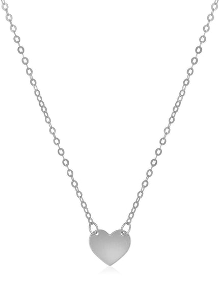 14k White Gold Polished Mini Heart Necklace - Ellie Belle