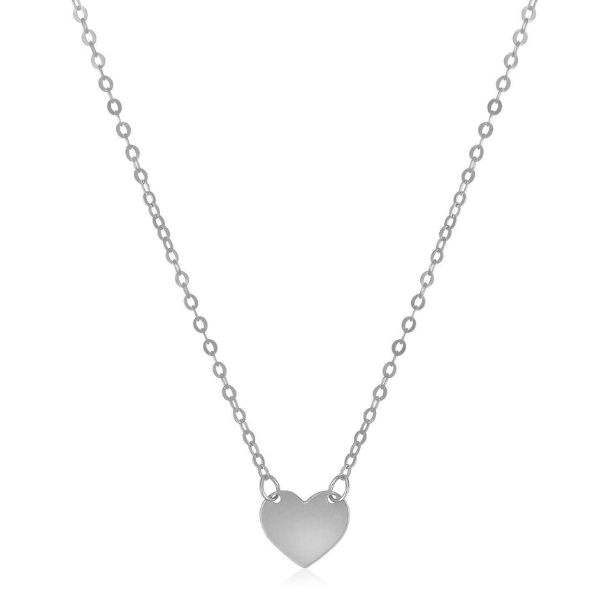 14k White Gold Polished Mini Heart Necklace - Ellie Belle