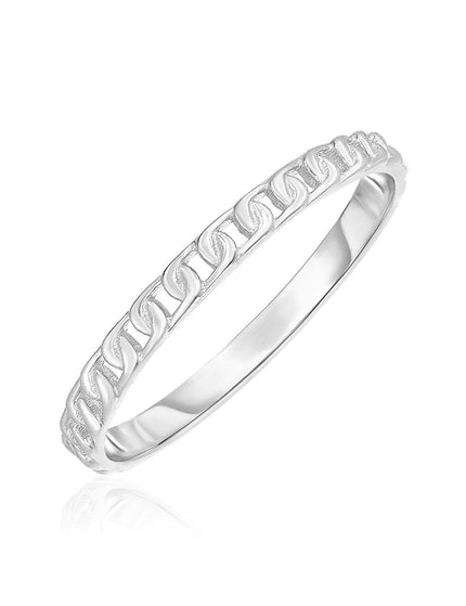 14k White Gold Ring with Bead Texture - Ellie Belle