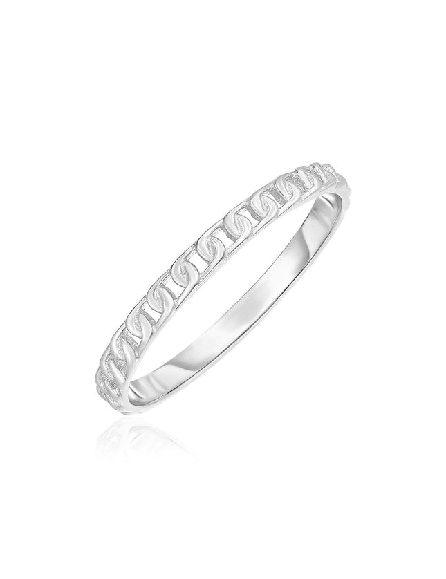 14k White Gold Ring with Bead Texture - Ellie Belle