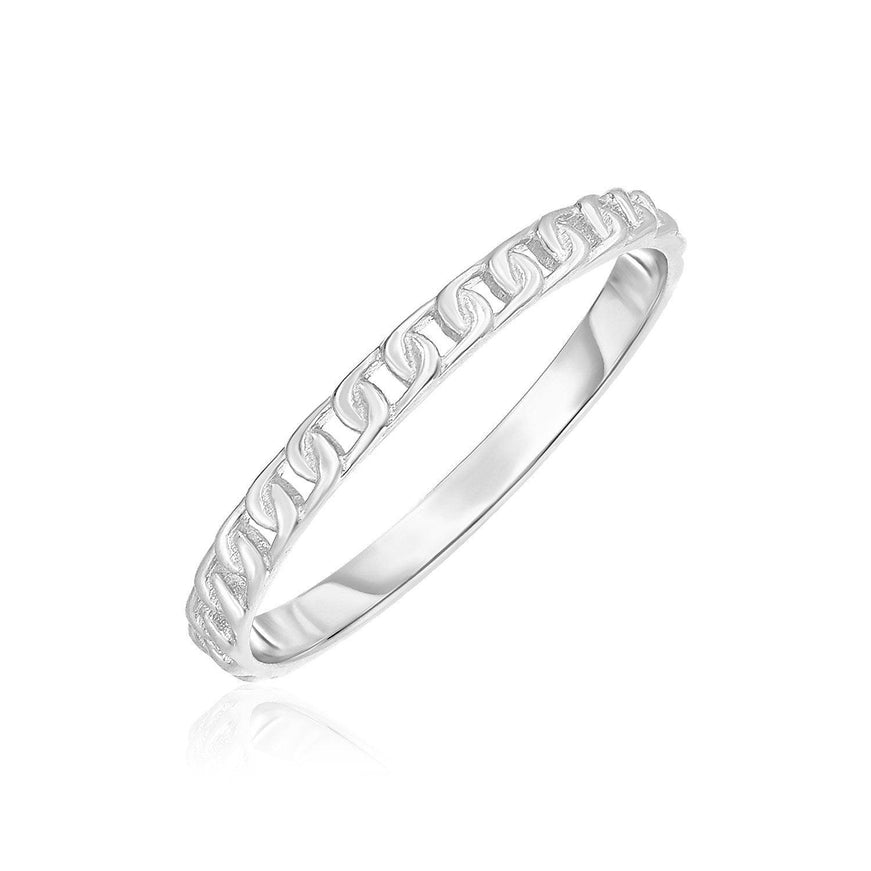 14k White Gold Ring with Bead Texture - Ellie Belle