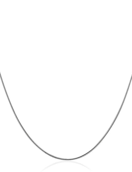 14k White Gold Thin Motif Round Omega Necklace - Ellie Belle