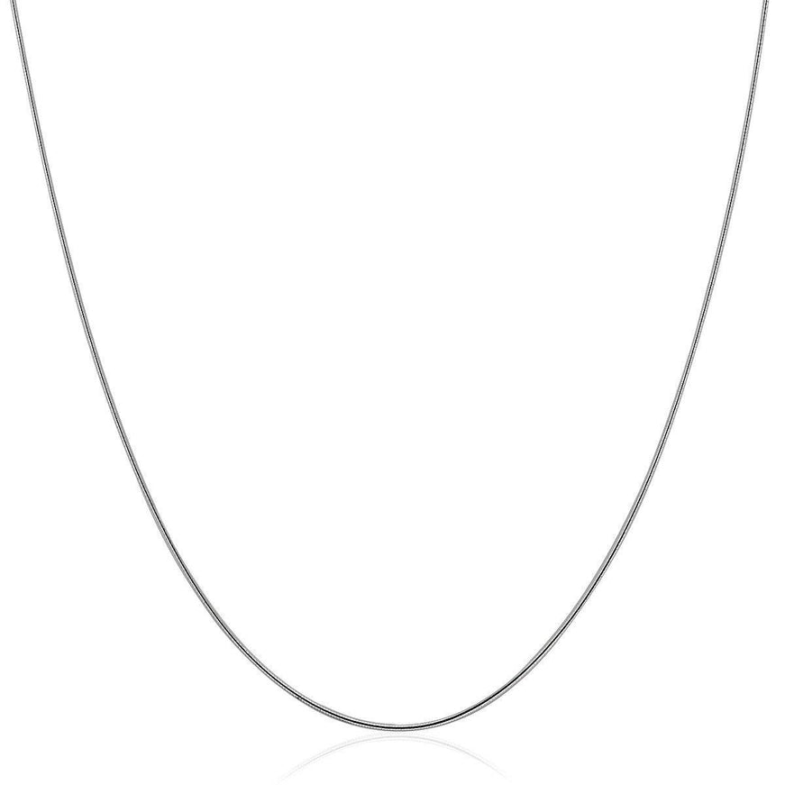 14k White Gold Thin Motif Round Omega Necklace - Ellie Belle