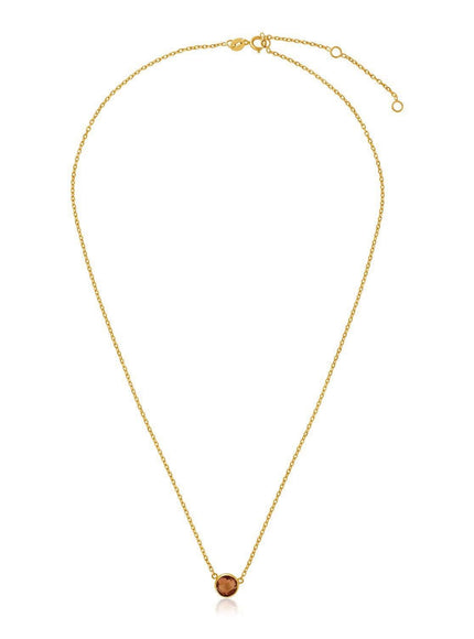 14k Yellow Gold 17 inch Necklace with Round Citrine - Ellie Belle