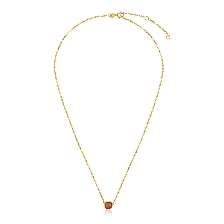 14k Yellow Gold 17 inch Necklace with Round Citrine - Ellie Belle