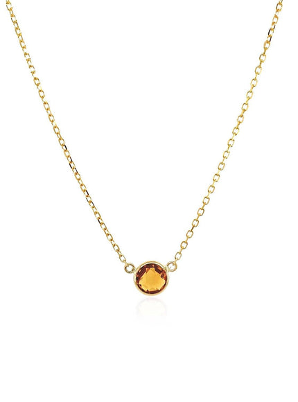 14k Yellow Gold 17 inch Necklace with Round Citrine - Ellie Belle