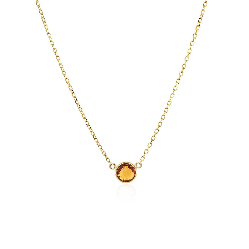 14k Yellow Gold 17 inch Necklace with Round Citrine - Ellie Belle