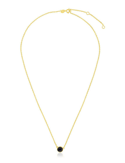 14k Yellow Gold 17 inch Necklace with Round Onyx - Ellie Belle