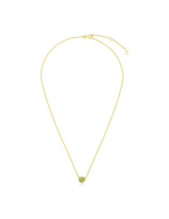 14k Yellow Gold 17 inch Necklace with Round Peridot - Ellie Belle