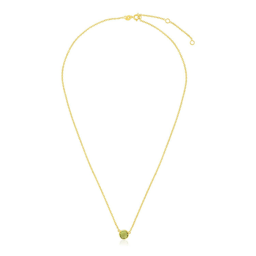 14k Yellow Gold 17 inch Necklace with Round Peridot - Ellie Belle